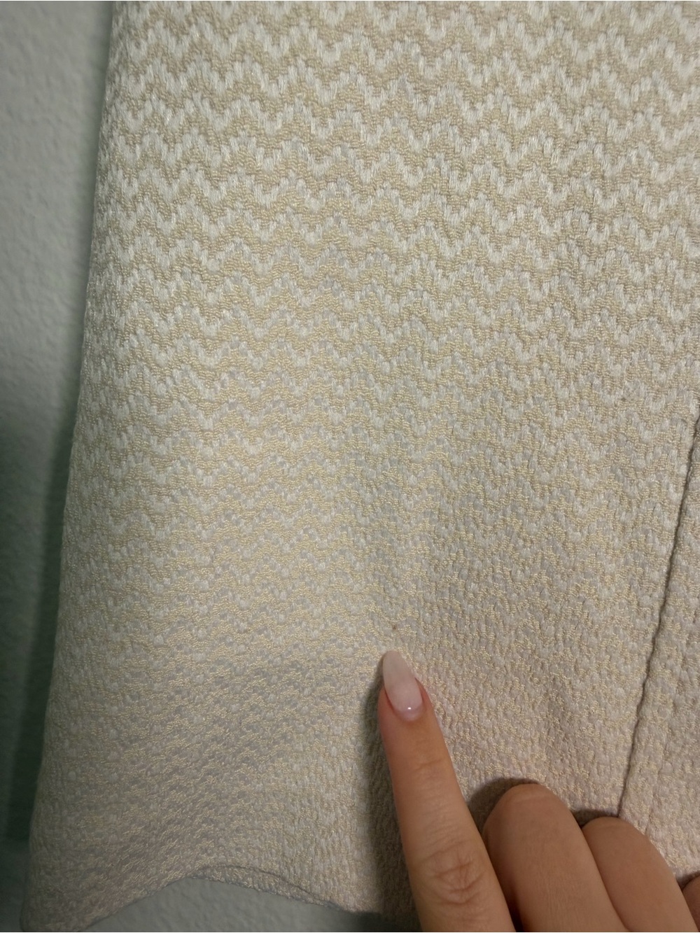 MM.LaFleur Cream Textured Chevron A-Line Skirt Size 12 Office Business Casual - Picture 6 of 12